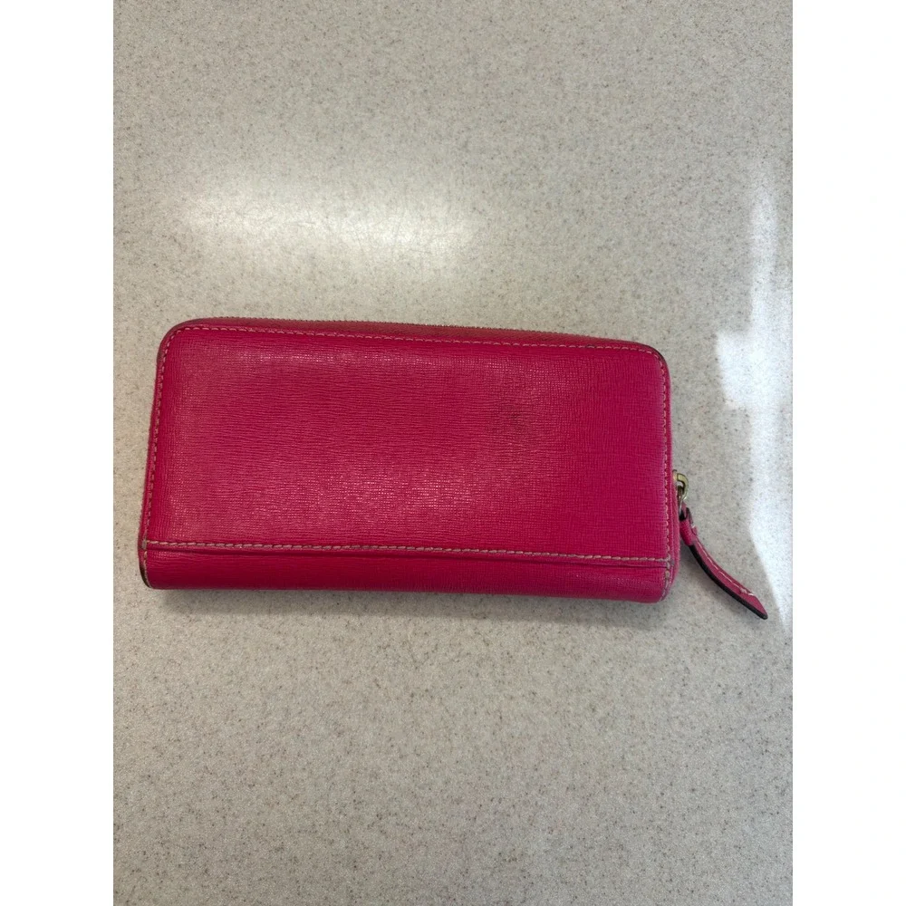Dooney‎ & Bourke Hot Pink Saffiano Zip Around Wallet Leather Continental Wallet